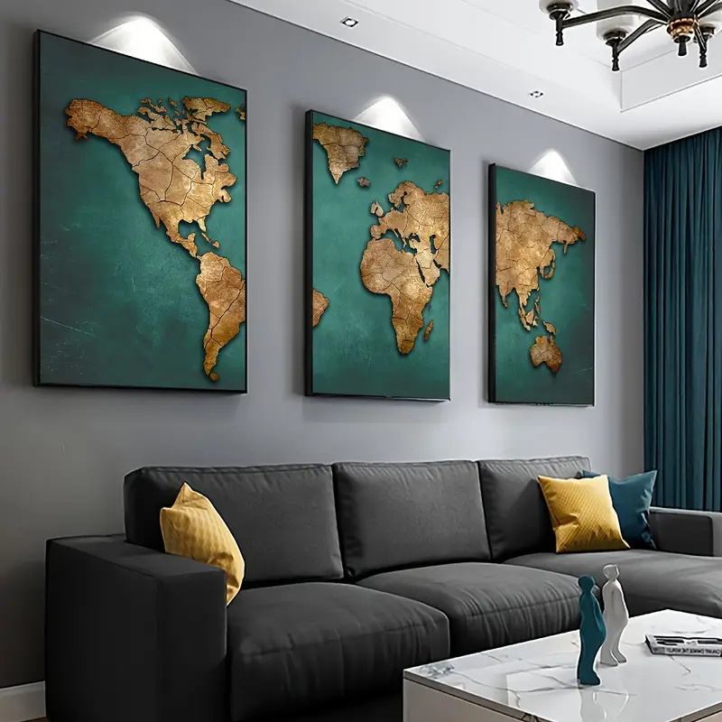 Retro World Map 3pcs/set Canva - đánh giá và giá Star Map Poster